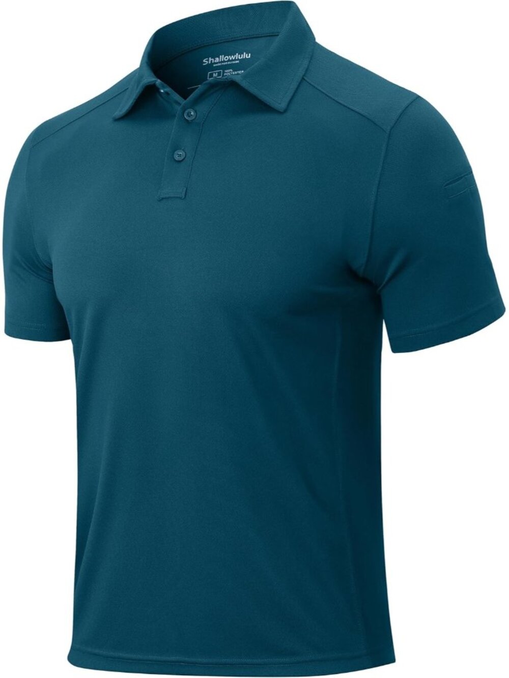Men’s Teal Blue Quick Dry Tactical Polo Shirt Short Sleeve Casual Golf Top